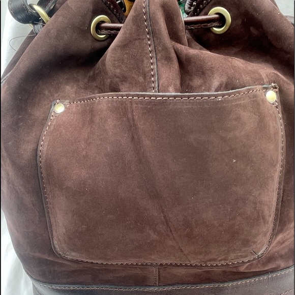 Patricia Nash Melrose Drawstring with Floret Key Fob Chocolate Nubuck - Picture 2 of 8